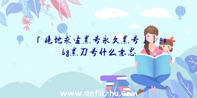 「绝地求生黑号永久黑号」|pubg黑刀号什么意思